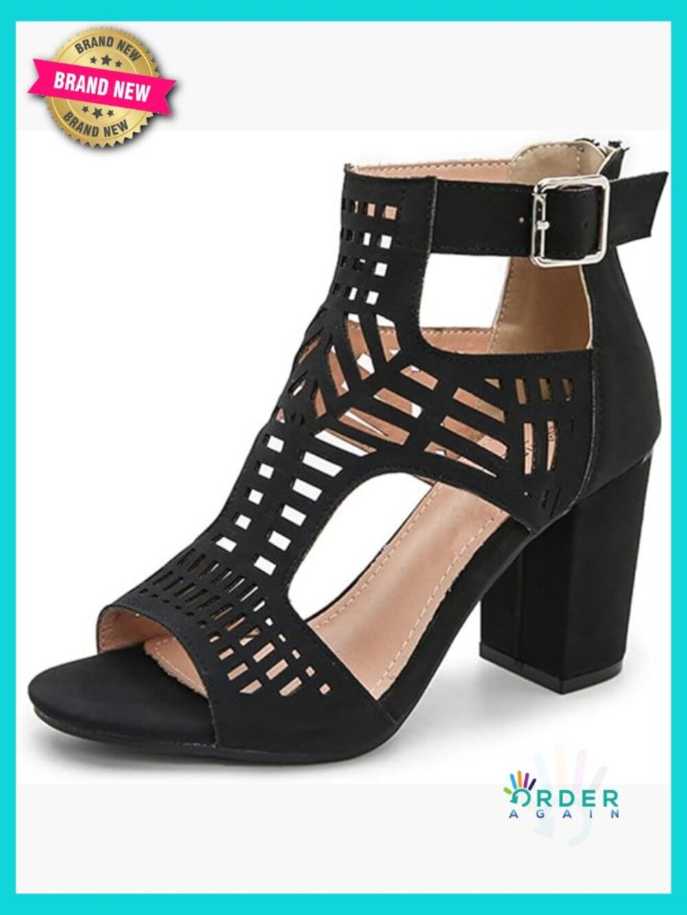 Heeled Sandals Open Toe Chunky Heels Bohemian Cutout Wedge Summer Block Heel